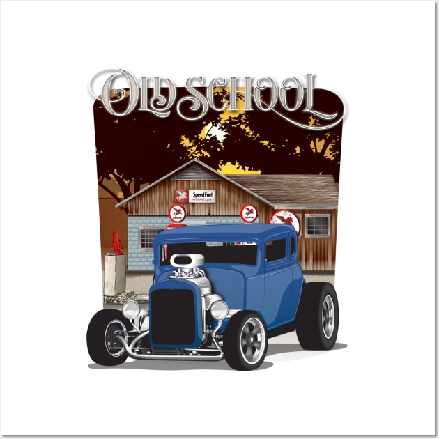 Blue 1932 Chevy 5 Window Coupe Hot Rod Old School Print Wall Art by RPM-ART